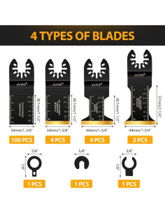 Kit de 110 Cuchillas Oscilantes Titanio Universal 24.5cm 2