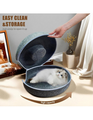 Cueva para Gatos Catasaurus Peekaboo - Túnel Dona Gris Claro