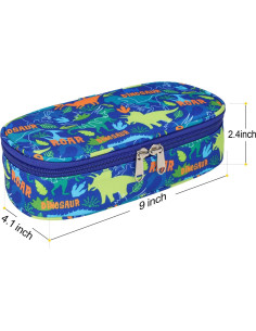 Estuche de Lápices Bagseri Dinosaurio Azul 22.86x10.41cm 2