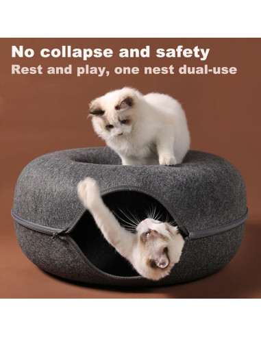 Cama de túnel para gatos PLIISLUP L Gris Oscuro hasta 13.6 kg