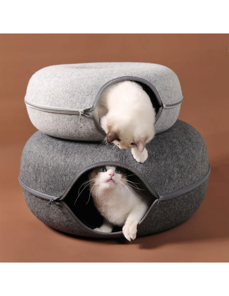 Cama de túnel para gatos PLIISLUP L Gris Oscuro hasta 13.6 kg