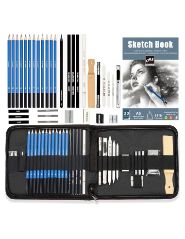 Juego de Lápices de Dibujo KALOUR 34 Piezas con Estuche