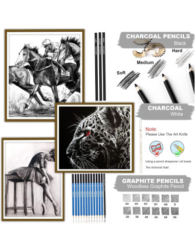 Juego de Lápices de Dibujo KALOUR 34 Piezas con Estuche