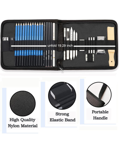 Juego de Lápices de Dibujo KALOUR 34 Piezas con Estuche