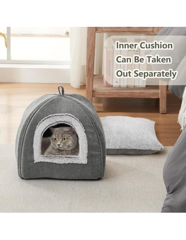 Cueva para Gatos WINDRACING 38cm Gris Plegable y Lavable