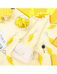 24 Llaveros Colgantes Relámpago Amarillo y Dorado Otuuz 2