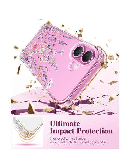 Funda GVIEWIN para iPhone 16 6.1" 2024 Floral Antichoque Funda GVIEWIN para iPhone 16 6.1" 2024 Floral Antichoque