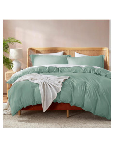 Cubierta de Edredón Queen Nestl Verde Salvia 3 Piezas Microfibra