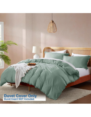 Cubierta de Edredón Queen Nestl Verde Salvia 3 Piezas Microfibra