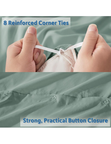 Cubierta de Edredón Queen Nestl Verde Salvia 3 Piezas Microfibra