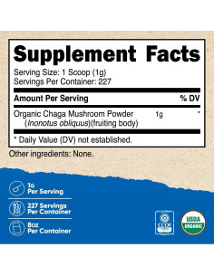 Nutricost Polvo de Hongo Chaga Orgánico 226.8g - Sin Gluten 2