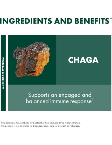 Cápsulas de Chaga Host Defense - Suplemento Inmunológico 60 Unidades