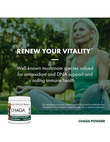 Polvo de Chaga Host Defense 99.22 g - Suplemento Inmunológico