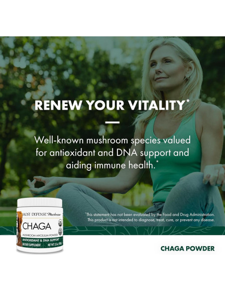 Polvo de Chaga Host Defense 99.22 g - Suplemento Inmunológico