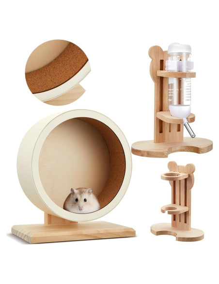 Juego de Rueda Silenciosa y Botella de Agua para Hámster