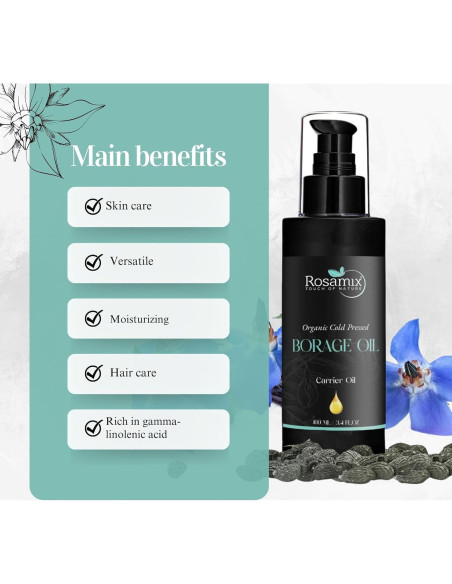 Aceite de Borraja Orgánico Rosamix 100 ml - Cuidado Piel Seca