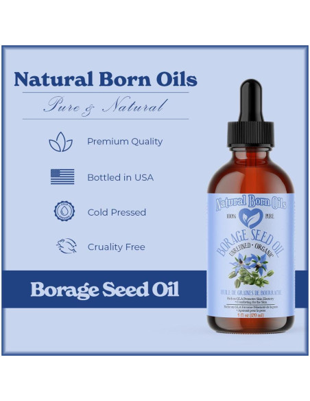 Aceite de Semilla de Borraja Natural Born 453g Orgánico Prensado en Frío