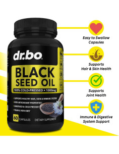 Cápsulas de Aceite de Semilla Negra Dr. Bo 1000mg Veganas - 60 Unidades 2