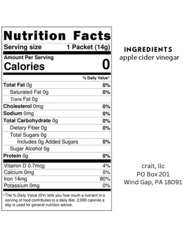 Paquetes de Vinagre de Sidra de Manzana Crait - 50 Porciones de 14.79 ml