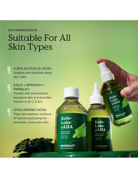 Exfoliante Suave KraveBeauty Kale-Lalu-yAHA 200 ml - 5.25% AHA Exfoliante Suave KraveBeauty Kale-Lalu-yAHA 200 ml - 5.25% AHA