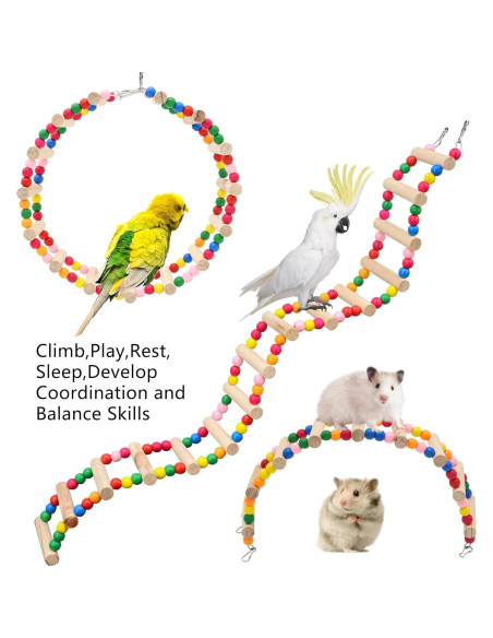 Puente de Escalera para Aves DVHEY 11 Pasos Madera 54x8 cm