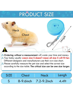 Arnés Suave para Cobayas SATINIOR con Correa y Campana - S 2