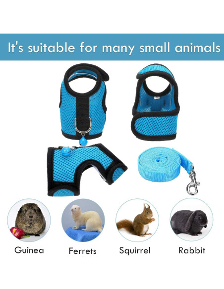 Arnés Suave para Cobayas SATINIOR con Correa y Campana - S