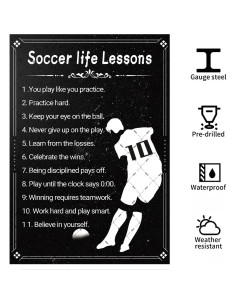 Cartel de Metal EMOHAT Lecciones de Vida en el Fútbol 30x20 cm 2