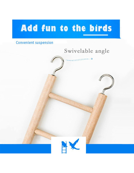 Escalera de Madera Natural para Aves 3pcs LWINGFLYER 6-8 Pasos