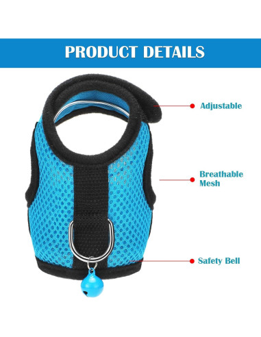 Arnés Suave para Cobayas SATINIOR con Correa y Campana - S