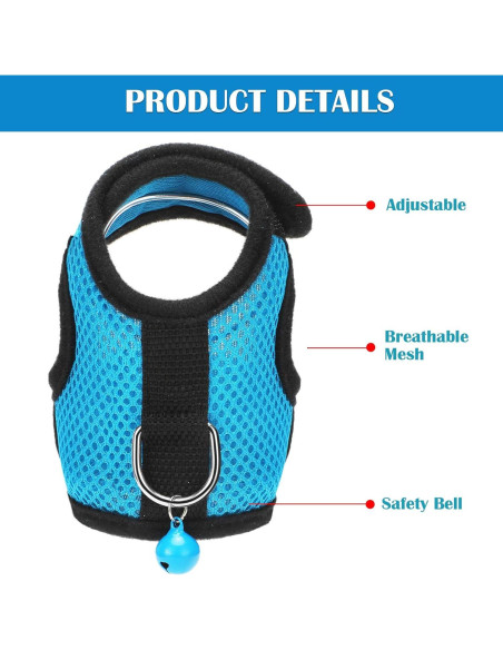 Arnés Suave para Cobayas SATINIOR con Correa y Campana - S