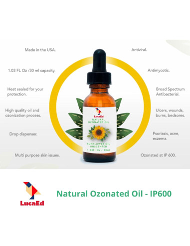 Aceite de Girasol Ozonizado LucaEd 30ml - Hidrata Piel y Uñas