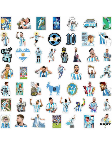 100 Calcomanías de Fútbol Messi TaDadaPAO - Vinilo Impermeable