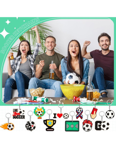 Llavero de Fútbol Batiyeer - 36 Piezas, PVC, Regalos Cumpleaños