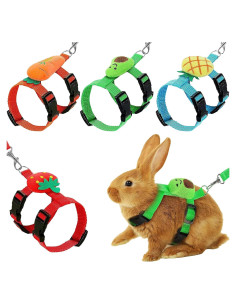 4 Conjuntos de Arnés y Correa Ajustable ZYU5 para Conejos