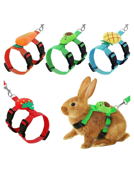 4 Conjuntos de Arnés y Correa Ajustable ZYU5 para Conejos