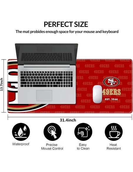 Alfombrilla de Ratón Grande Malogtan 800mm x 300mm Roja y Blanca