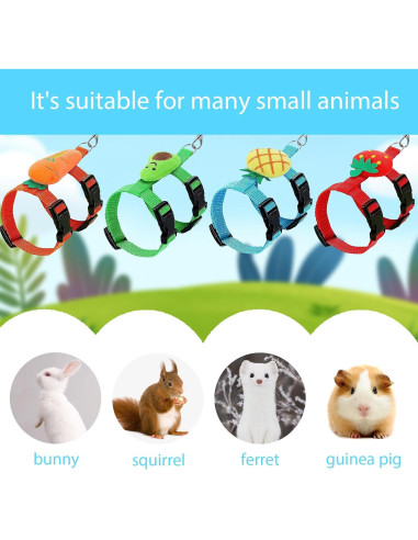 4 Conjuntos de Arnés y Correa Ajustable ZYU5 para Conejos