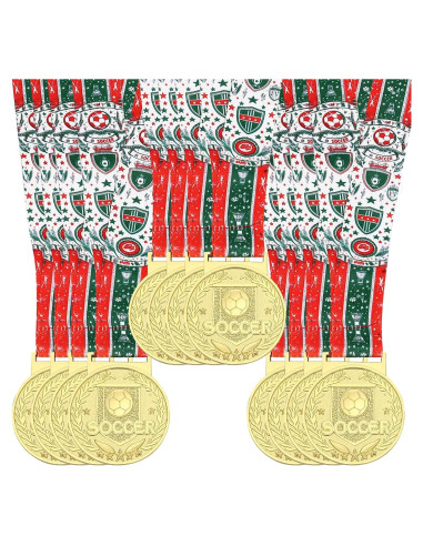 Conjunto de 12 Medallas de Fútbol Oro Abaokai 5 cm