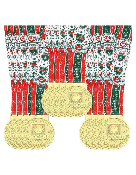 Conjunto de 12 Medallas de Fútbol Oro Abaokai 5 cm