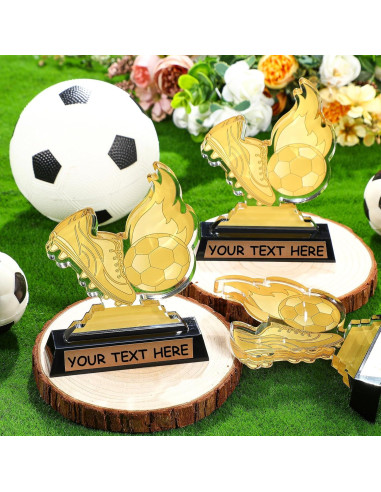 3 Trofeos de Fútbol Acrílico Colingmill 13.5 cm Dorados