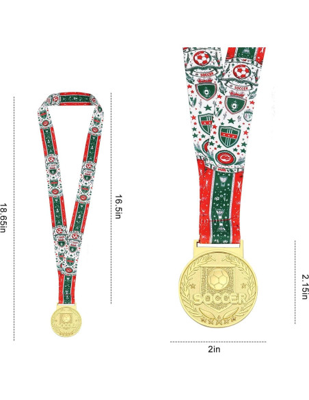 Conjunto de 12 Medallas de Fútbol Oro Abaokai 5 cm