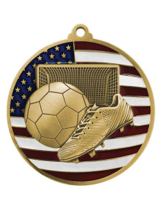 Medalla de Fútbol Oro Decade Awards 6.99 cm con Cinta Estrellas y Rayas 2