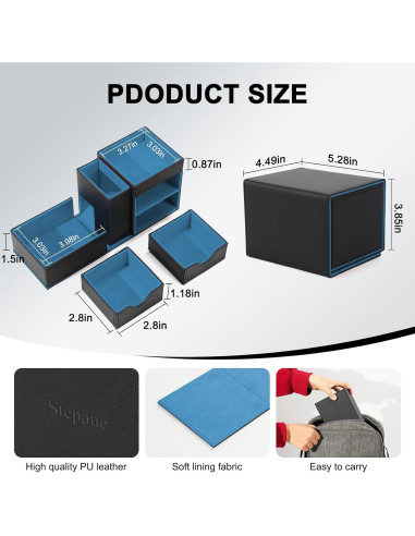 Caja de Almacenamiento de Dados Stepane 3 en 1 - Negro/Azul