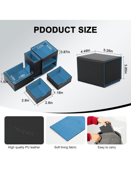 Caja de Almacenamiento de Dados Stepane 3 en 1 - Negro/Azul