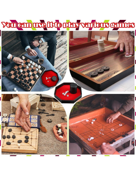 Juego de Dados 8 Piezas con Bandeja de Cuero PU Rojo