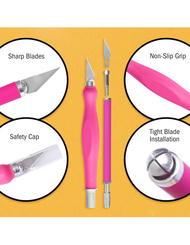 Juego de Cuchillos de Manualidades 2 Piezas W.A. Portman Rosa