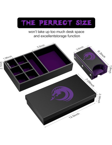 Bandeja de lanzamiento de dados DNDND 3 en 1 Terciopelo Púrpura