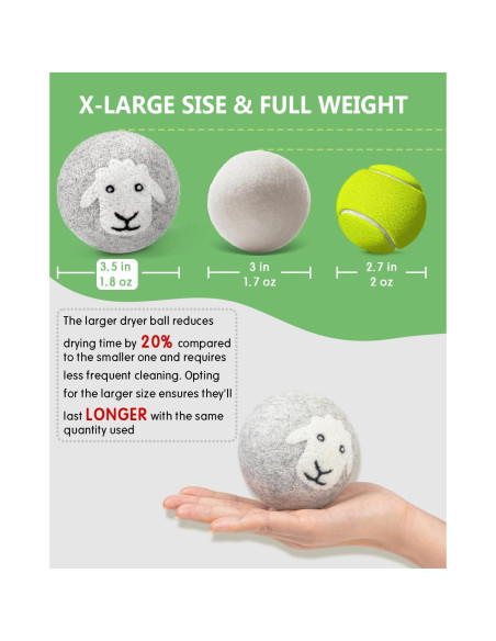 Bolas de Secadora de Lana Kevenal 6-Pack X-Large Ecológicas