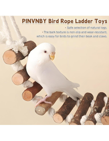 Juguetes para Aves PINVNBY - Escalera de Madera y Columpio